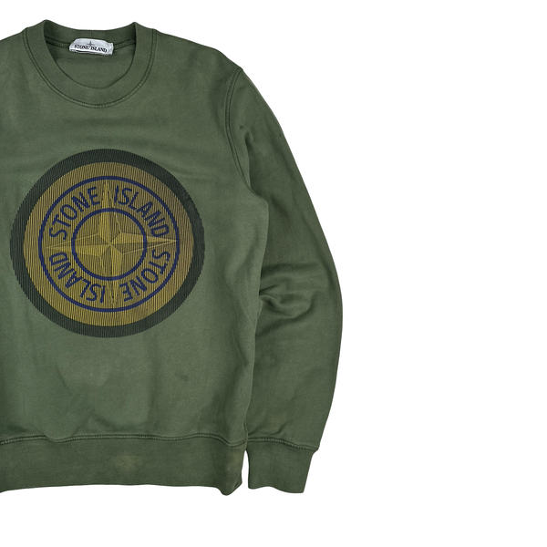 Stone Island 2021 Green 3D Rubber Logo Sweatshirt - Small