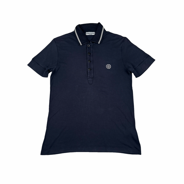 Stone Island 2009 Navy Cotton Spellout Polo Shirt - Medium