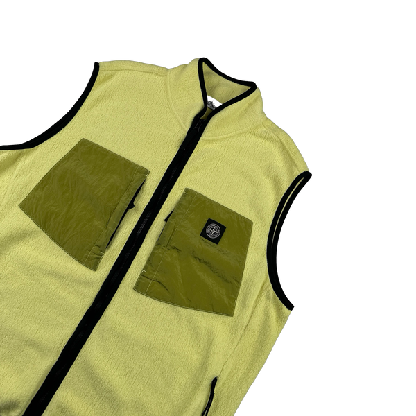 Stone Island 2017 Yellow Cotton Fleece Nylon Metal Pocket Gilet - XXL