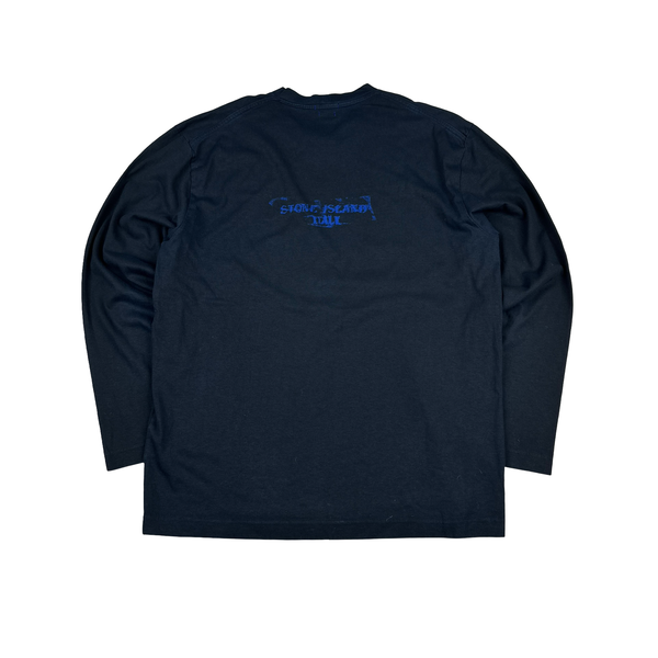 Stone Island Italy 2005 Navy Compass Spellout Longsleeve T shirt - XXL