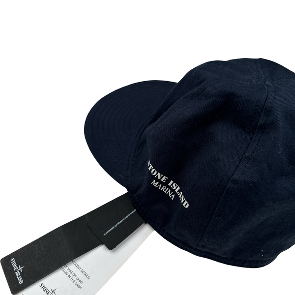 Stone Island Blue Marina Luminescent Spellout Cap - Large