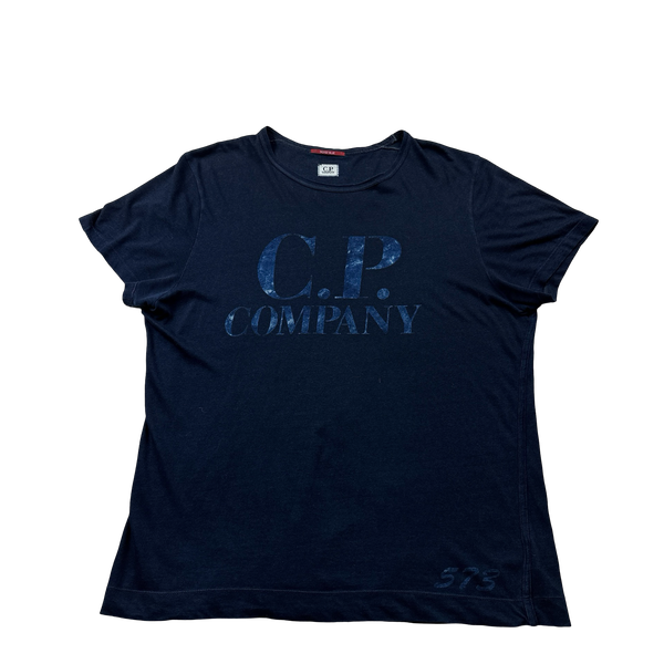 CP Company Navy Cotton Spellout Short Sleeve T Shirt - XL