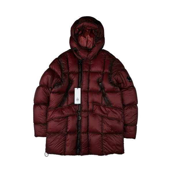 CP Company Burgundy DD Shell Long Parka Down Puffer - Medium