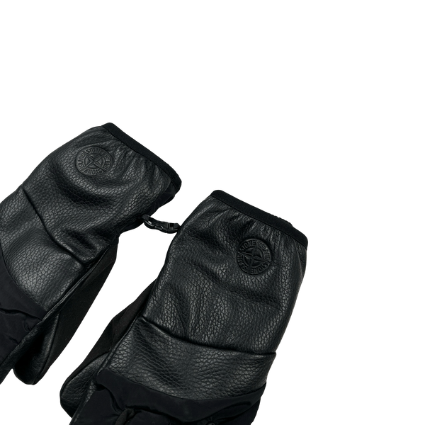 Stone Island Leather Nylon Metal Embossed Compass Gloves