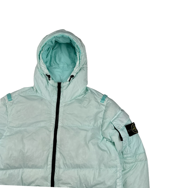 Stone Island 2022 Mint Green Crinkle R-NY Down Puffer Jacket - Medium
