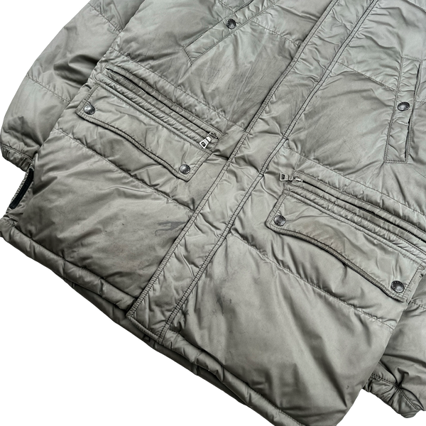 Prada Silver Coyote Fur Hood Black Tab Parka Jacket - Small