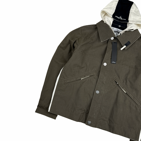 Stone Island 2025 Tela Resinata Spellout Hood Bomber Jacket - Medium