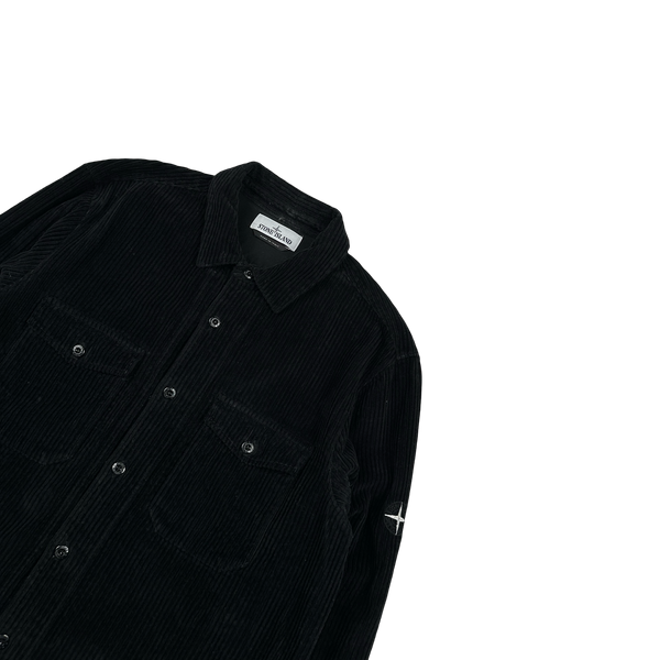 Stone Island 2021 Black Corduroy Overshirt - Large