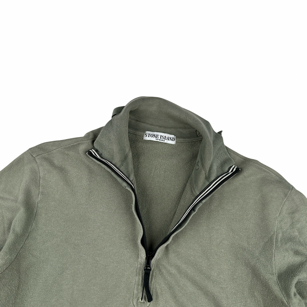 Stone Island 2010 Light Khaki Cotton Quarter Zip Jumper - XL