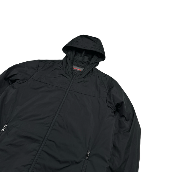Prada Black Nylon Padded Hooded Bomber Jacket - 3XL