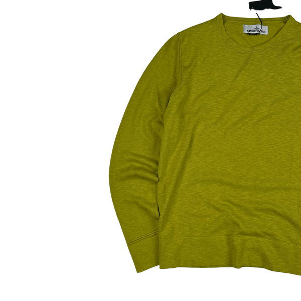 Stone Island 2015 Chartreuse Cotton Knitted Crewneck Jumper - Small