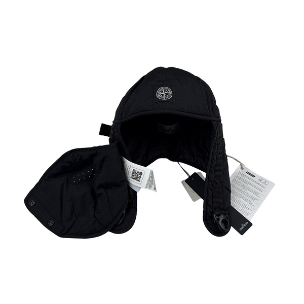 Stone Island 2022 Black Econyl Nylon Metal Face Cover Hat - XL