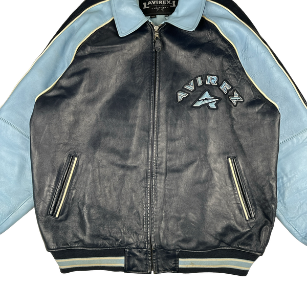 Avirex Classic Leather Spell out Bomber Jacket - XXL