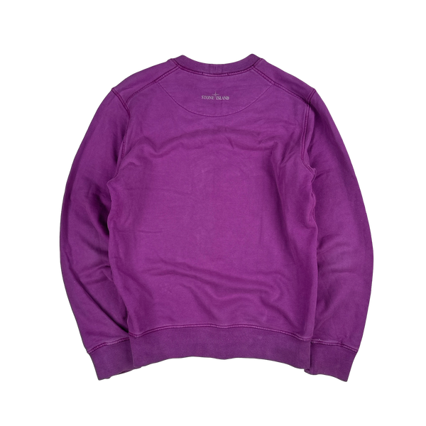 Stone Island 2021 Purple 3D Rubber Logo Sweatshirt - Small
