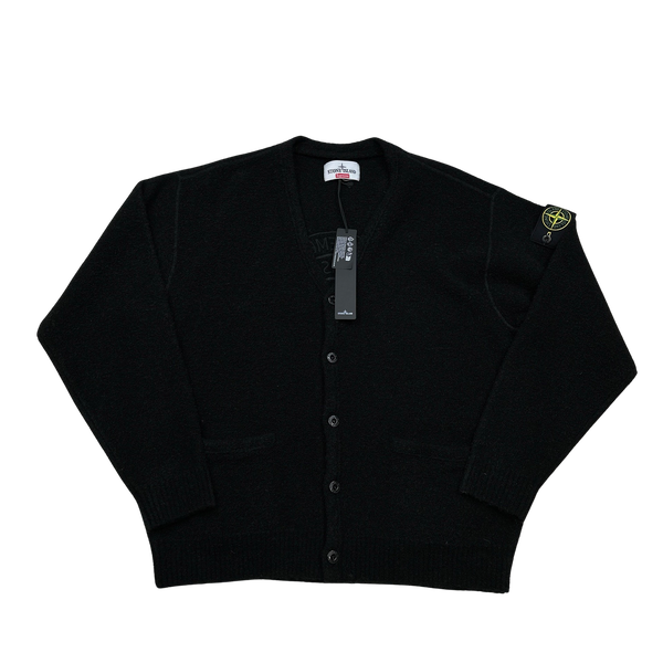 Stone Island x Supreme 2023 NEW Black Soft Boucle Back Patch Cardigan - Large