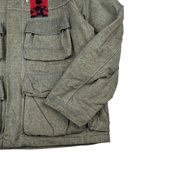 CP Company Melange Light Waxed Cotton Seed 3 Multi Pocket Jacket - XL