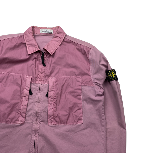 Stone Island 2020 Pink Mussola Gommata Overshirt - Large