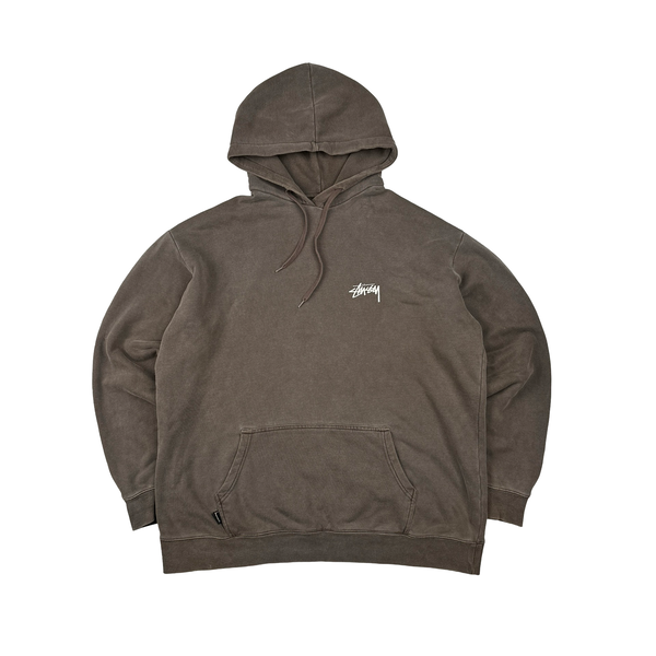 Stussy Brown Mushroom Graphic Print Cotton Pullover Hoodie - XL