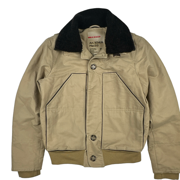 Prada Tan Multi-Pocket Shearling Club Jacket - Large
