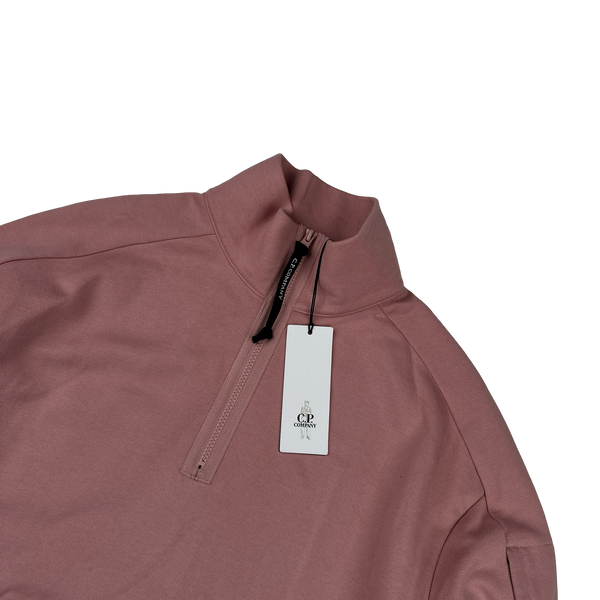 CP Company Pink Cotton Lens Viewer Quarter Zip Pullover - Medium