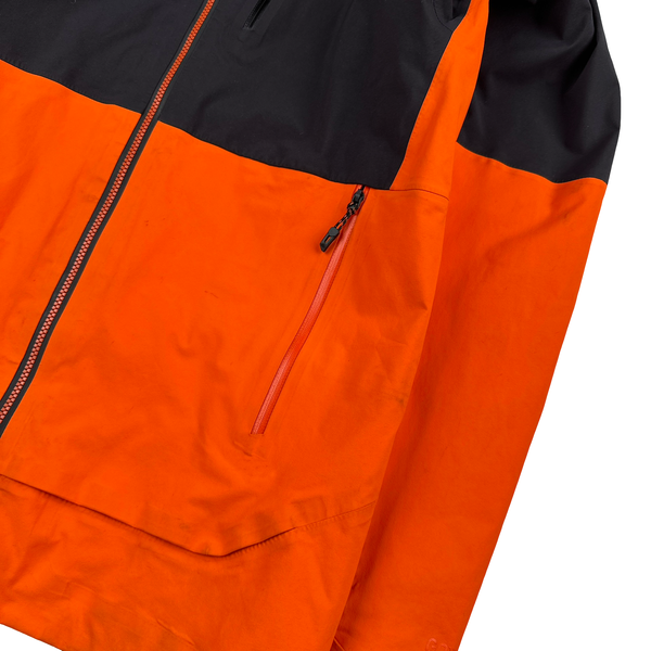 North Face Orange Gore Tex Colour Block Hooded Jacket - Small