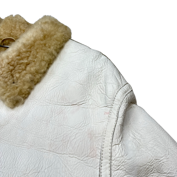 Stone Island 2005 Hand Painted Leather Shearling Jacket - XXL
