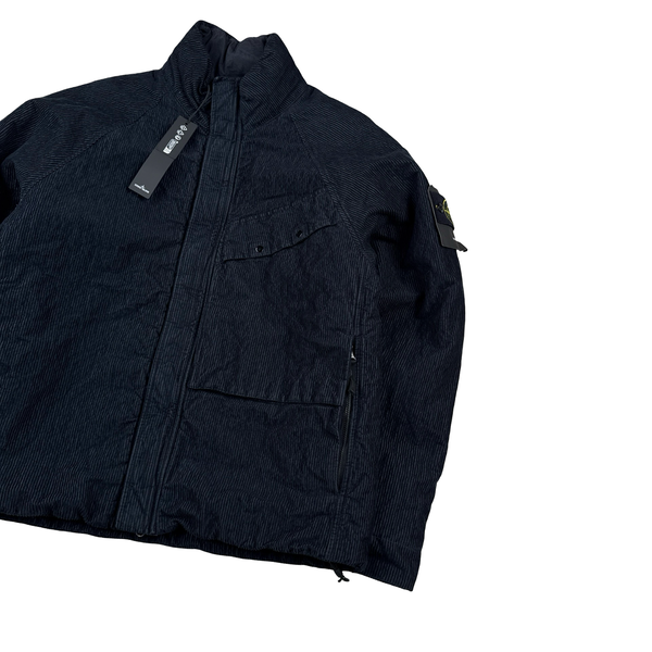 Stone Island 2025 Navy Wrinkled Corduroy 500 TC Quilted Jacket - Large