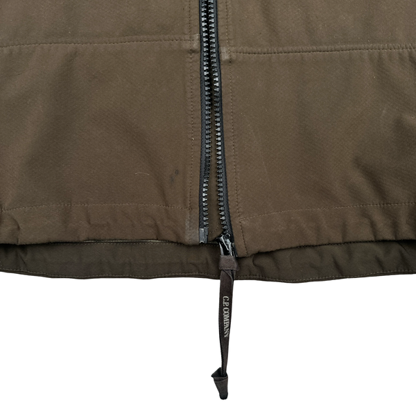 CP Company Brown Soft Shell Goggle Hooded Zipped Jacket - XL