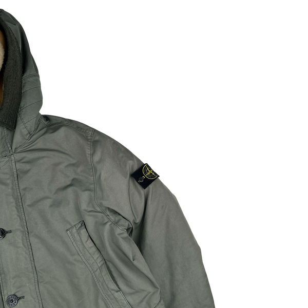Stone Island 2015 Grey David TC Shearling Hood Down Lined Winter Jacket - XL