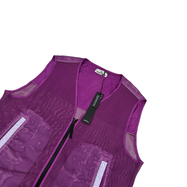 Stone Island 2023 Purple Reflective Marina Mesh Vest - XL