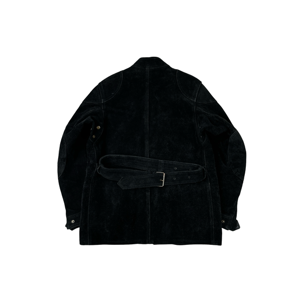 Belstaff Black Multi Pocket Field Suede Leather Zipped Heavyweight Jacket - Small