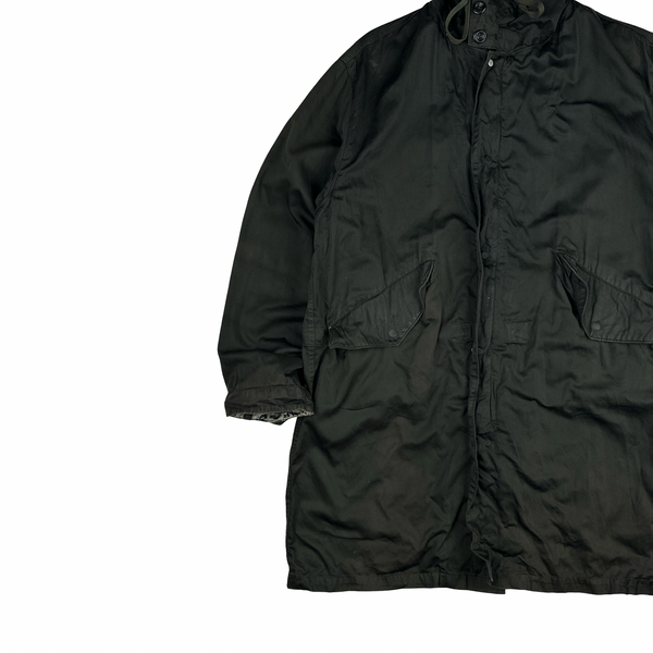 Stone Island Vintage Khaki Green Raso Gommato Long Jacket - XL