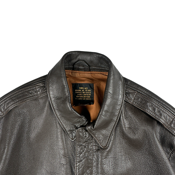 Avirex Brown Classic Goatskin Padded Bomber Jacket - Large