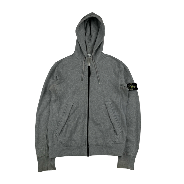 Stone Island Grey Cotton Zipped Hoodie - Medium