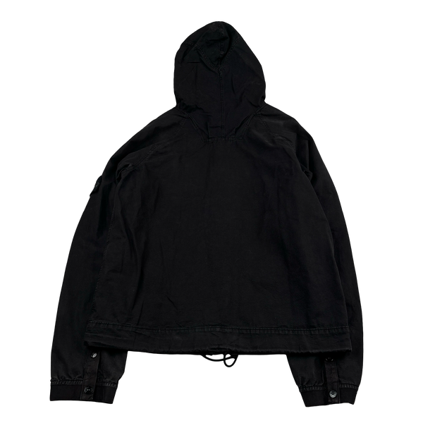 Stone Island 2006 Black Laminated Cotton Hooded Jacket - Large