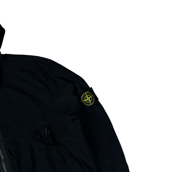 Stone Island 2021 Black Skin Touch Nylon Hooded Jacket - Small