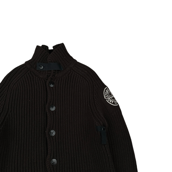 Stone Island 2005 Heavyweight Wool Knit Spellout Cardigan - XL