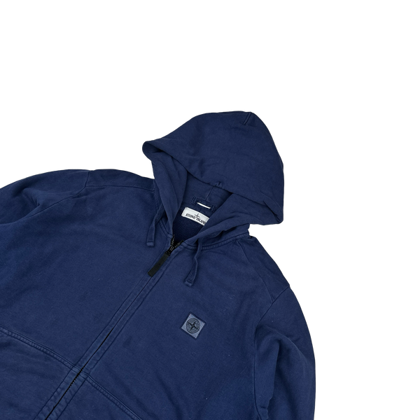 Stone Island 2014 Navy Zipped Patch Hoodie - 3XL