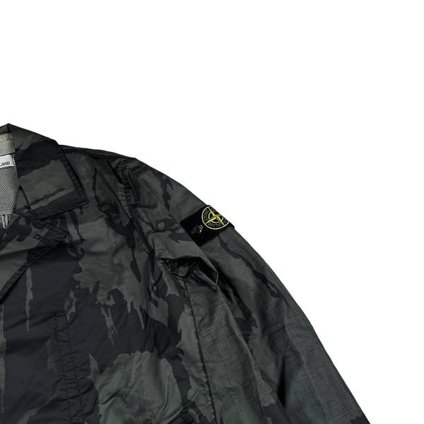 Stone Island 2015 Reverse Colour Process Flowing Camo Raso Gommato Trench Coat - Medium