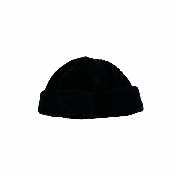 Stone Island Black Cotton Blend Teddy Fleece Beanie Hat