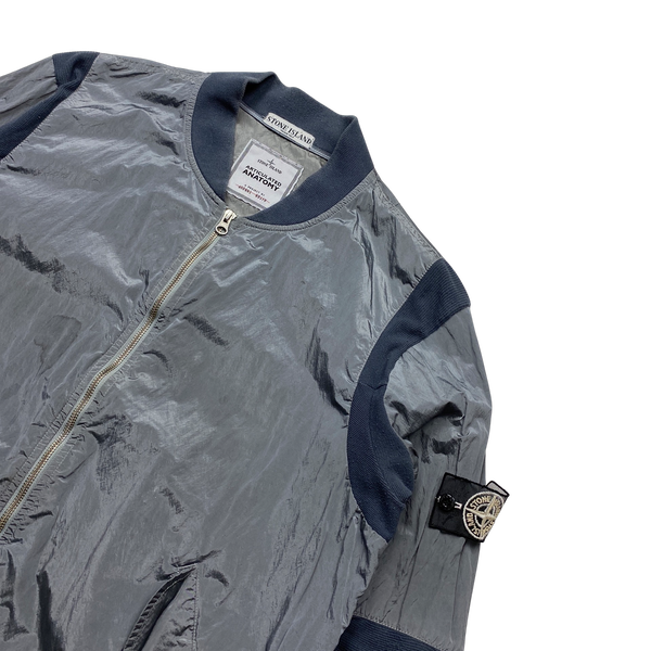 Stone Island Articulated Anatomy White Mesh Badge Nylon Metal Bomber Jacket - XXL