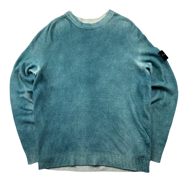 Stone Island 2020 Blue Hand Sprayed Cotton Knit - Large