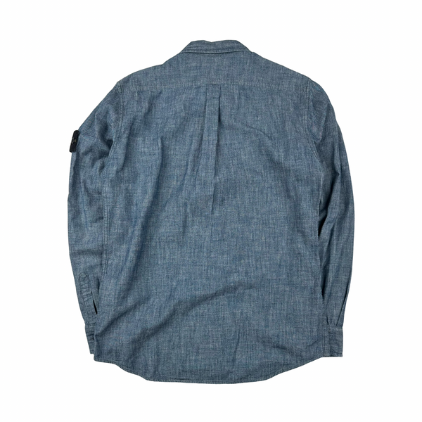 Stone Island 2017 Blue Cotton Buttoned Overshirt - Medium