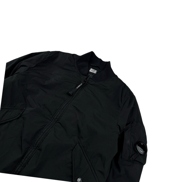 CP Company Black Nycra Quilted Lined Bomber Jacket - Large