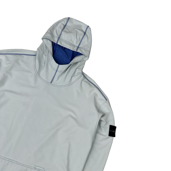 Stone Island 2019 Blue Plated Reflective Hooded Pullover - Large