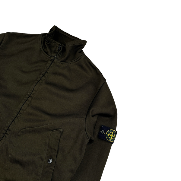 Stone Island Vintage 2004 Khaki Poly Ribbed Zipped Track Top - Large