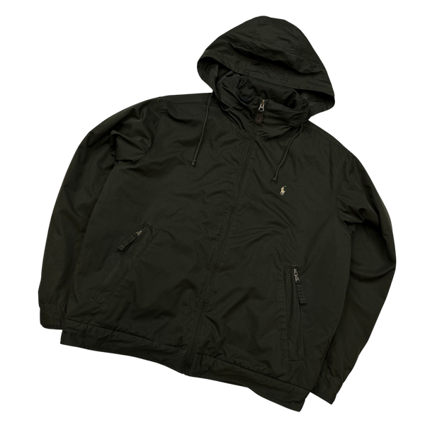 Ralph Lauren Dark Green Fleece Lined Windbreaker Jacket - Medium