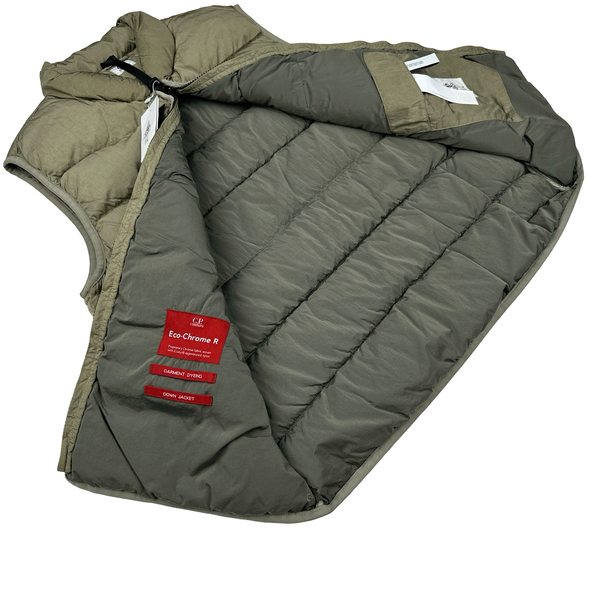 CP Company Khaki ECO CHROME-R Down Filled Puffer Gilet Jacket - Medium