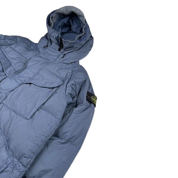 Stone Island 2022 Blue Garment Dyed Crinkle Reps R-NY Down TC Puffer - Small