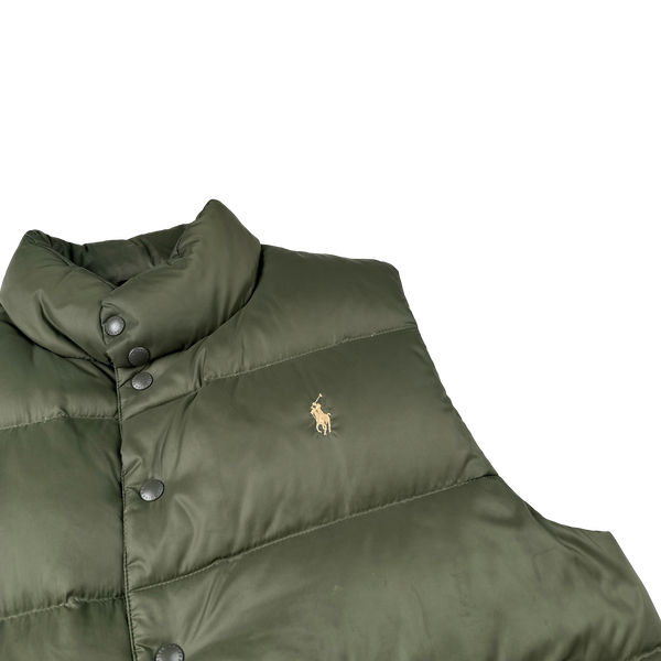 Ralph Lauren Green Down Puffer Gilet - Medium
